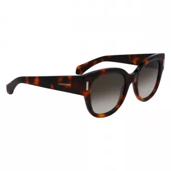 FERRAGAMO SF2007S-240 Damskie okulary przeciwsłoneczne Cat Eye Havana Brązowy Gradient 51mm