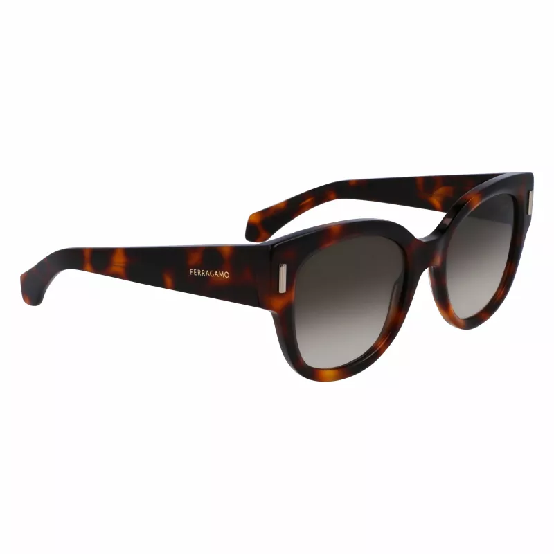 FERRAGAMO SF2007S-240 Damskie okulary przeciwsłoneczne Cat Eye Havana Brązowy Gradient 51mm