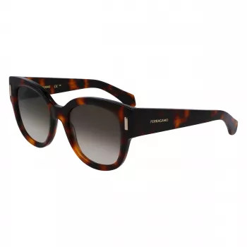 FERRAGAMO SF2007S-240 Damskie okulary przeciwsłoneczne Cat Eye Havana Brązowy Gradient 51mm