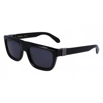FERRAGAMO SF2009S-001 Okulary przeciwsłoneczne męskie - czarna oprawka szare szkła 56/21/145 mm