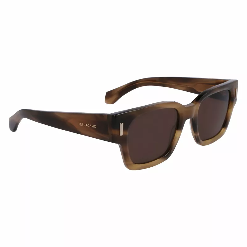Okulary przeciwsłoneczne Ferragamo SF2010S-319 Mężczyźni Zielony Hawana Kształt kwadratowy Acetat 52mm