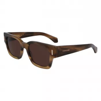 Okulary przeciwsłoneczne Ferragamo SF2010S-319 Mężczyźni Zielony Hawana Kształt kwadratowy Acetat 52mm