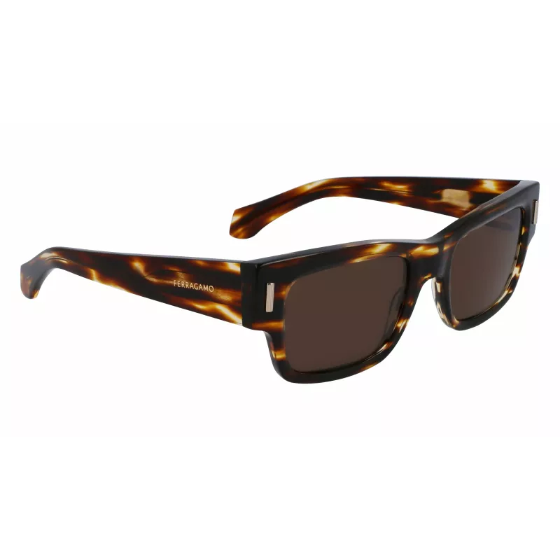 Okulary przeciwsłoneczne FERRAGAMO SF2011S-216 dla mężczyzn, Dark Havana, brązowy gradient, 53mm