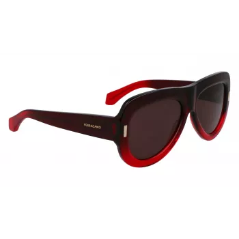 Okulary przeciwsłoneczne FERRAGAMO SF2029SE-615 dla kobiet - czerwona oprawka acetatowa, szare soczewki gradientowe, 57mm