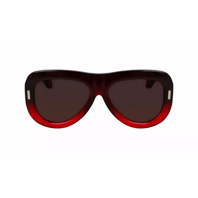 Okulary przeciwsłoneczne FERRAGAMO SF2029SE-615 dla kobiet - czerwona oprawka acetatowa, szare soczewki gradientowe, 57mm