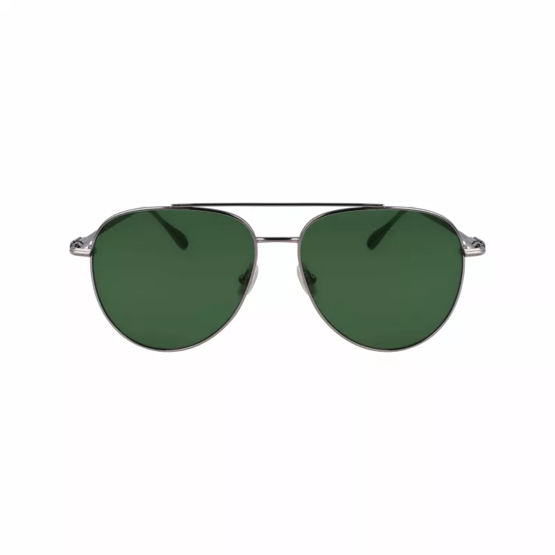 Okulary przeciwsłoneczne męskie FERRAGAMO SF308S-44 - brązowa oprawka z acetatu Havana, szare soczewki poliwęglanowe, ochrona UV400