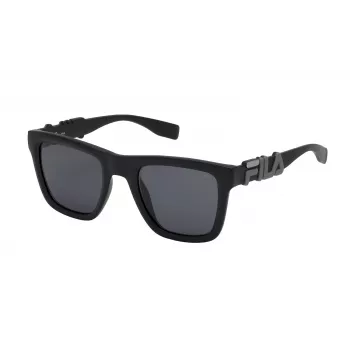 FILA SF9416-510U28 Męskie okulary przeciwsłoneczne prostokątne - oprawka czarno-szara - szare soczewki poliwęglanowe - ochrona UV400
