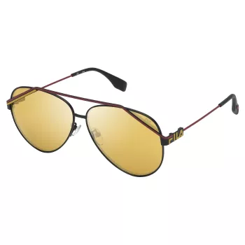 FILA SFI018-61531G Męskie okulary przeciwsłoneczne prostokątne czarno-szare UV400 61/11/140 mm