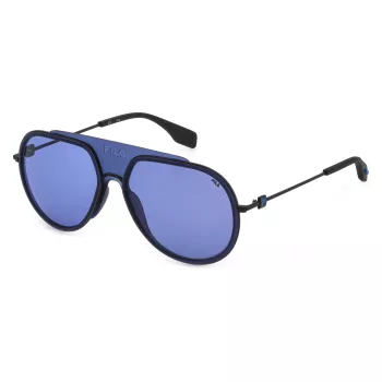 FILA SFI084-58530Y Męskie okulary przeciwsłoneczne prostokątne - czarna oprawka, szare soczewki 58/16/140 mm UV400