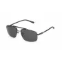 FILA SFI210-610627 Męskie okulary przeciwsłoneczne prostokątne, oprawka z błyszczącego czarnego acetatu, soczewki z poliwęglanu w kolorze dymnego szarego, 61/15/145 mm