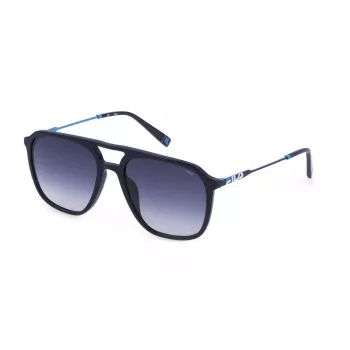 FILA SFI215-560821 Męskie okulary przeciwsłoneczne prostokątne - czarna oprawka, szare soczewki, ochrona UV400