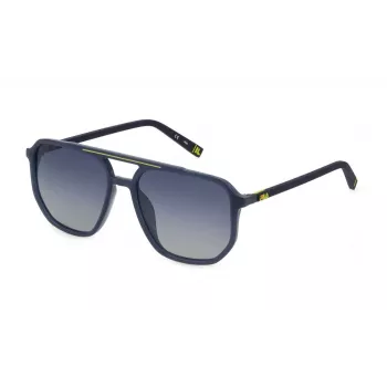 FILA SFI31257BL1P Okulary przeciwsłoneczne męskie polaryzacyjne - Prostokątna czarna oprawka, soczewki w kolorze dymnoszarym 57mm