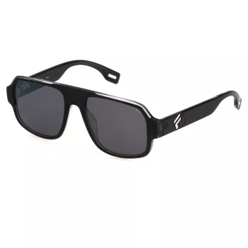 FILA SFI529-5401D1 Uniseks Okulary Przeciwsłoneczne Prostokątne, Czarna Oprawka, Soczewki Szary Dym, 54/18/140 mm