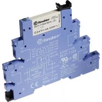 Finder 38 Series Moduł przekaźnika interfejsowego, 1 CO 6A, cewka 12V DC, 6.2mm, Push-in 38.51.7.012.5050
