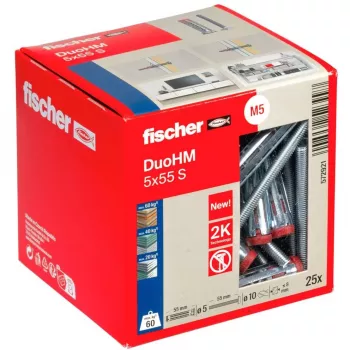 Kołek do ścian pustych fischer DuoHM 5x55 S PH PZ 55 mm, 25 sztuk 572921