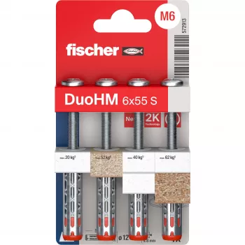 Kołek rozporowy do płyt gipsowo-kartonowych Fischer DuoHM 6x55 S ze śrubami, 4 sztuki 572913