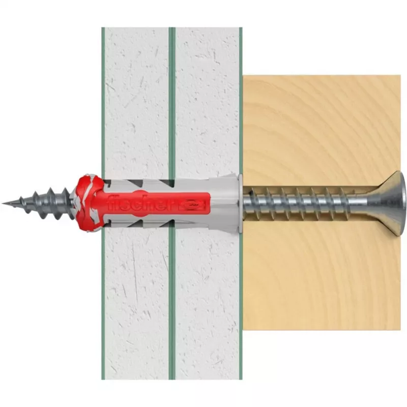 Kołek uniwersalny fischer DUOPOWER 6x30 BigBox, jasnoszary/czerwony, 950 sztuk, pudełko wielokrotnego zamykania 570548