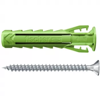 Fischer DUOPOWER Zestaw wkrętów i kołków 100 sztuk - 6x30/8x40/10x50 mm - PZ2 - Zielony