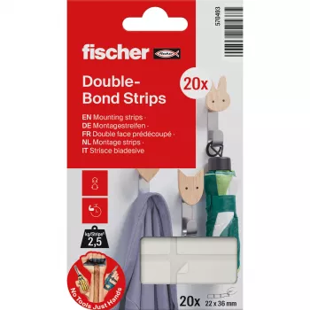 FISCHER GOW Taśmy montażowe 20 szt., białe, 22 x 36 mm, samoprzylepne