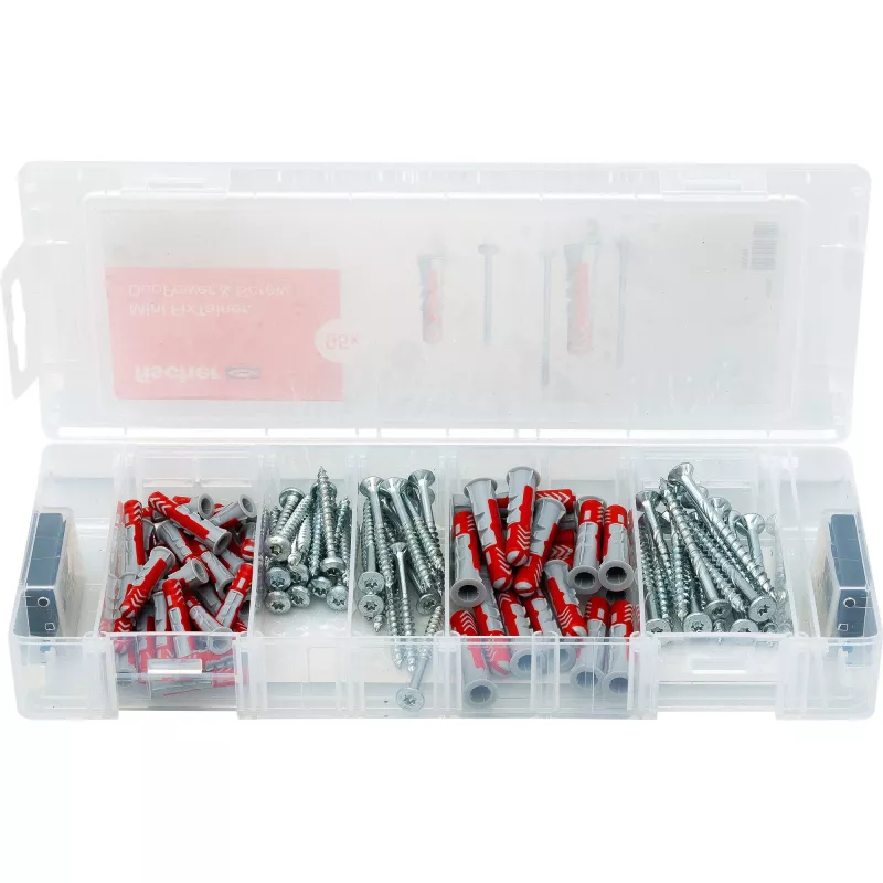 fischer Mini FixTainer - zestaw kołków i wkrętów DuoPower Ø 4,5/5/6/8 mm 30/40/50/60 (560097)