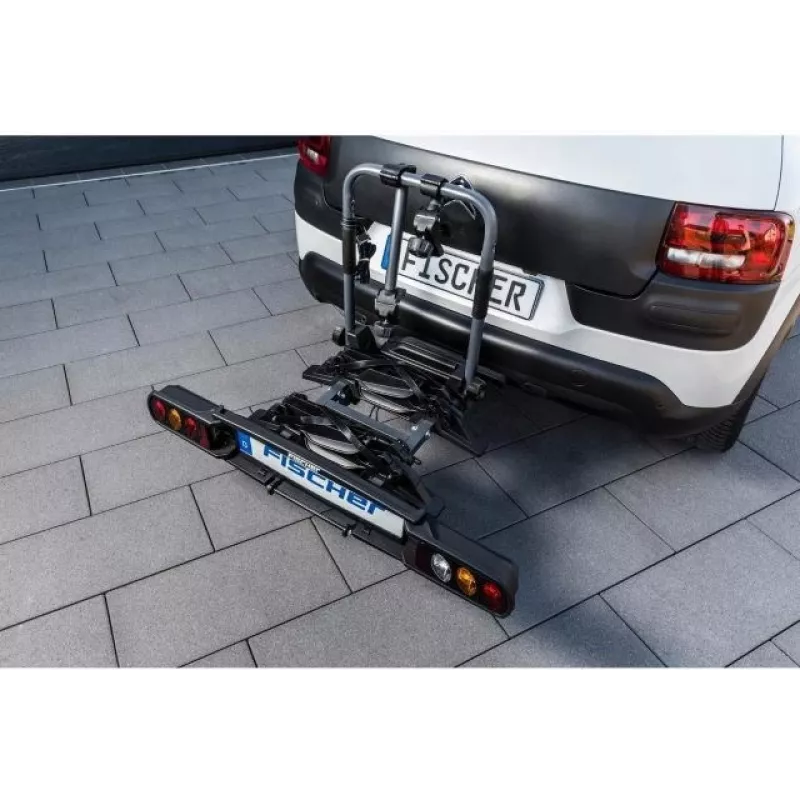 Fischer ProlineEvo 2 Bagażnik Rowerowy na Hak do 2 Rowerów, 60 kg, Składany, Oświetlenie LED