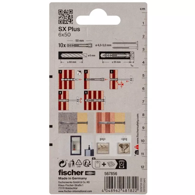 Fischer SX Plus Kołek rozporowy 6x50 mm (10 sztuk) 567856