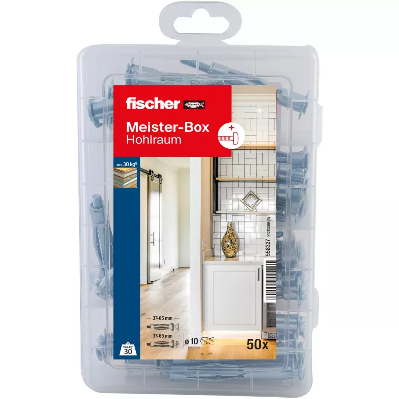 fischer Uniwersalny zestaw mocujący DUOPOWER, zestaw 100 elementów (50 kołków, 50 wkrętów) 558327