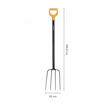Fiskars Solid widły do kompostu z głowicą ze stali borowej i uchwytem D, 4 zęby, 1220 mm