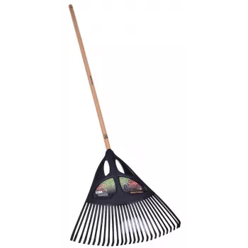 Fiskars Solid Grabie do liści, 52 cm szeroka głowica polipropylenowa, 175 cm aluminiowy trzonek, 25 elastycznych zębów, czarno-pomarańczowe