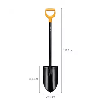 Fiskars Solid+ XL Szpadel z ostrym ostrzem i stalową rączką D, ostrze ze stali borowej, 1250 mm