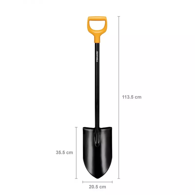 Fiskars Solid+ XL Szpadel z ostrym ostrzem i stalową rączką D, ostrze ze stali borowej, 1250 mm