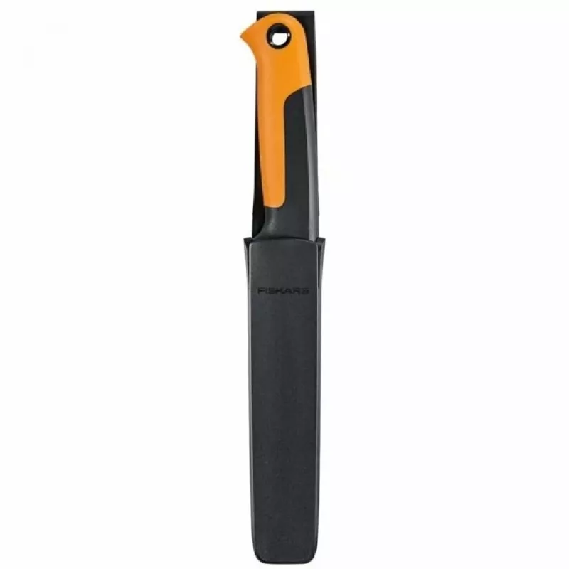 Fiskars X-series K82 Nóż do Zbiorów, Ostrze ze Stali Nierdzewnej, Rękojeść SoftGrip, 15 cm, Czarny/Pomarańczowy