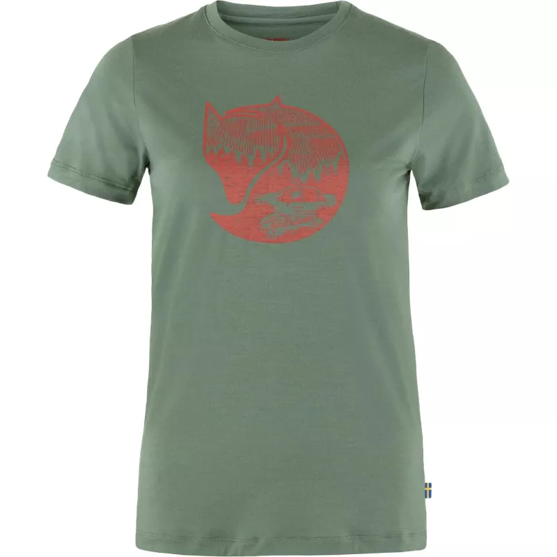Fjällräven Abisko Wool Fox SS Koszula damska Patina Green-Terracotta Brown
