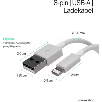 Flexline USB Charging & Sync Cable, USB-A do 8-Pin (Lightning), 2.0, ABS, Biały, 5.0m (FL31-12048)
