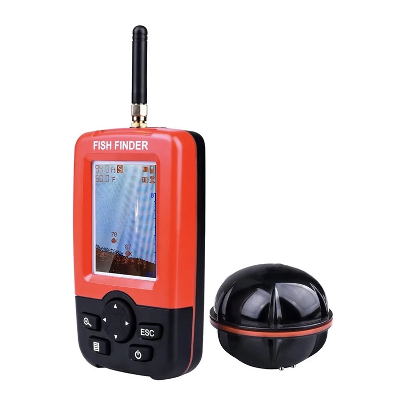 FLYTEC XJ-01 Fishfinder - Przenośny bezprzewodowy sonar z częstotliwością 125 kHz, wiązką 90°, zasięgiem głębokości 36 m, wyświetlaczem FSTN LCD