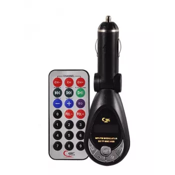 Nadajnik FM CMP05 z pilotem, gniazdem USB, MicroUSB, slotem SD/TF, 87.5-108 MHz, 12V/24V, czarny