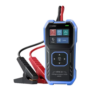 FNIRSI BTM-24 Wielofunkcyjny Tester Akumulatorów Samochodowych z Bluetooth 5.0, 6V/12V/24V, Kwasowo-Ołowiowe/AGM/GEL/EFB/LiFePO4, CCA 100-2000, Test Konduktancji, Ochrona przed Odwrotną Polaryzacją