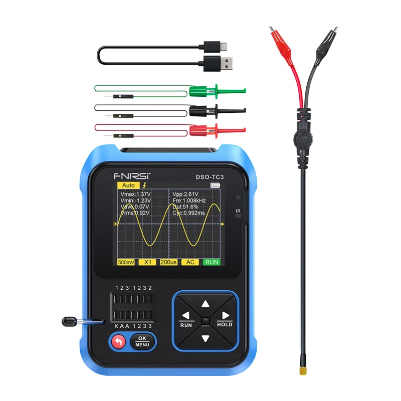 FNIRSI DSO-TC3 Przenośny cyfrowy oscyloskop, tester tranzystorów, generator sygnałów 3 w 1