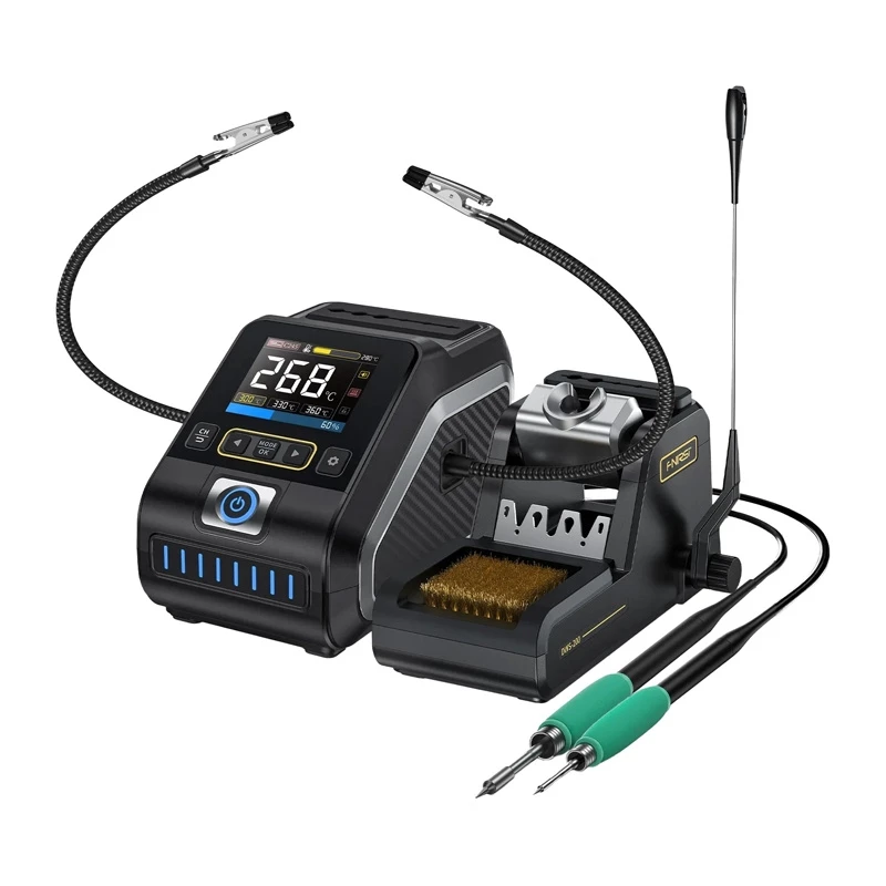 FNIRSI DWS-200F 200W Stacja lutownicza z ekranem IPS 2,4 inch, kontrolą PID, grotami C245/C210