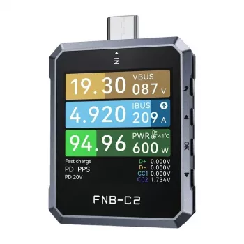 FNIRSI FNB-C2 USB Tester – 1.44 cala TFT, 4-28V/0-7A, wykrywanie i wyzwalanie PD/QC/PPS