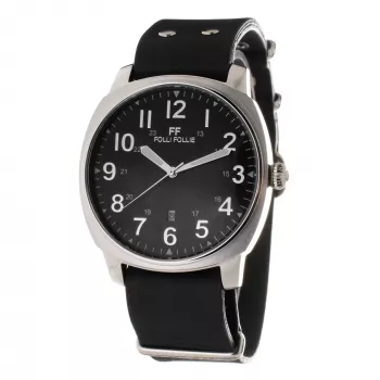 Zegarek męski Folli Follie Donatella WT14T0015DG 40mm Koperta ze stali nierdzewnej Czarny pasek skórzany Kwarcowy Analogowy