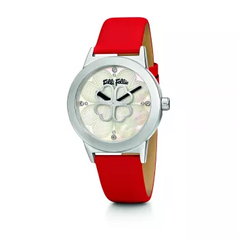 FOLLI FOLLIE Donatella Zegarek Damski WF13T040SPWR 32mm Różowe Złoto Stal Nierdzewna Biała Skóra
