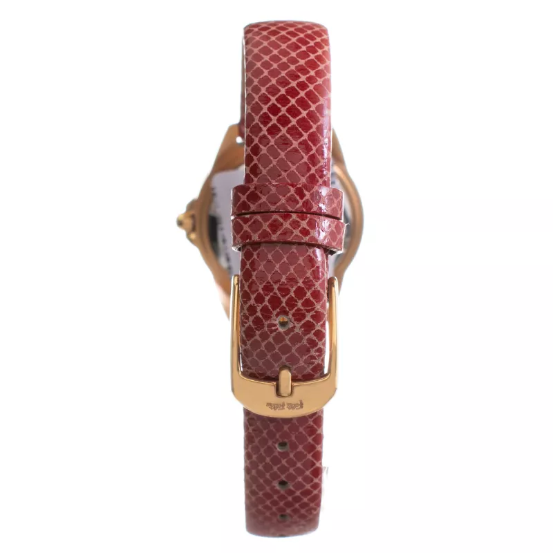 FOLLI FOLLIE Heart4Heart Zegarek damski kwarcowy WF1B006STSR 33mm Koperta ze stali szlachetnej w kolorze różowego złota Biała tarcza Czerwony skórzany pasek