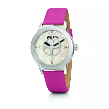 Zegarek damski Folli Follie Heart4Heart WF13T040SPW 32mm Różowe Złoto Stal Nierdzewna i Biała Skóra