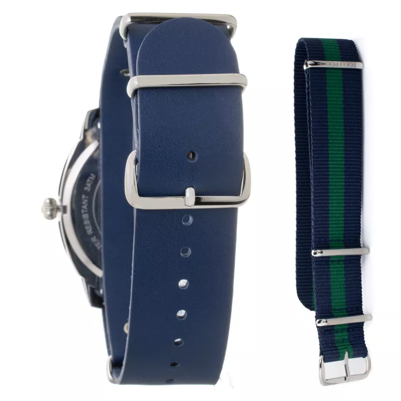 Zegarek męski Folli Follie WT14T0015DV 40mm Stal nierdzewna Kwarcowy Analogowy Czarna tarcza Skórzany pasek