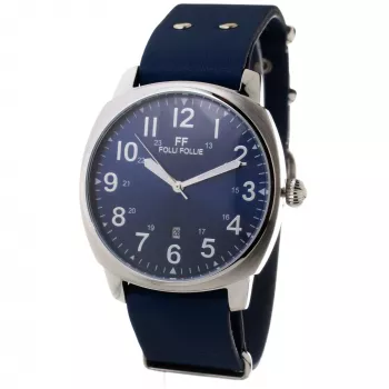 Zegarek męski Folli Follie WT14T0015DV 40mm Stal nierdzewna Kwarcowy Analogowy Czarna tarcza Skórzany pasek