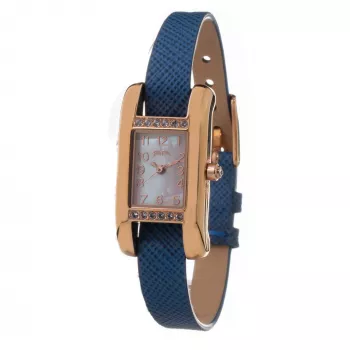 Zegarek damski Folli Follie WF13B064SPWA na baterię - Biały pasek skórzany, koperta ze stali szlachetnej w kolorze różowego złota 34 mm