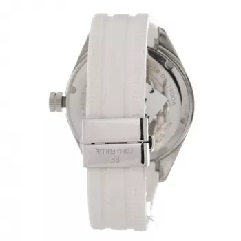 FOLLI FOLLIE Zegarek damski WF0T027ZDP 45mm Stal nierdzewna Kwarcowy Biała tarcza Czarna skóra
