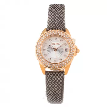 Folli Follie Woman WF1B006STM 30mm Quartz Analog Watch White Leather Strap