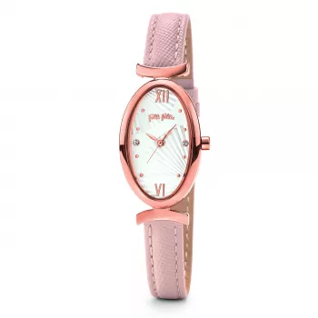 Zegarek damski Folli Follie WF16R031SSS - kwarcowy, analogowy, stal szlachetna w kolorze różowego złota, biała tarcza, 34 mm
